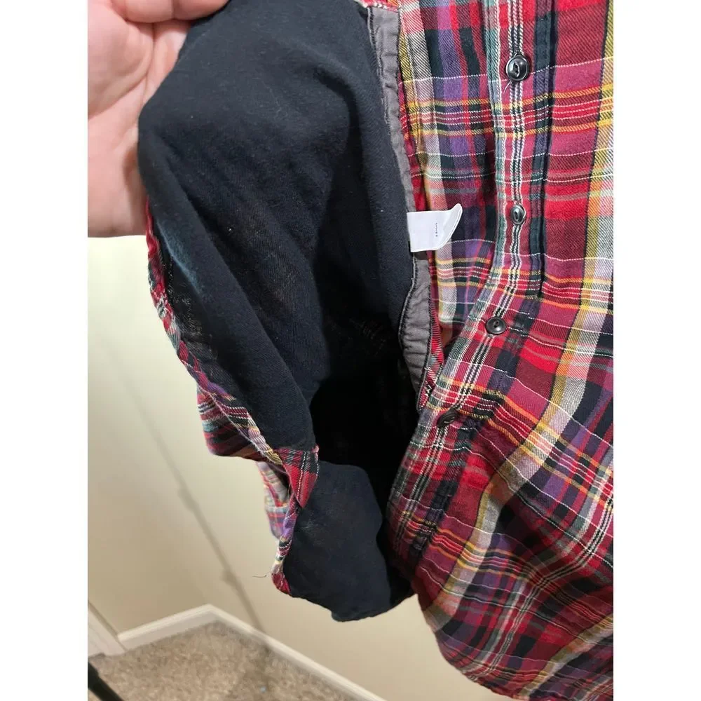 Polo Ralph Lauren Classic Red Plaid Button-Down Flannel Shirt Casual Long Sleeve